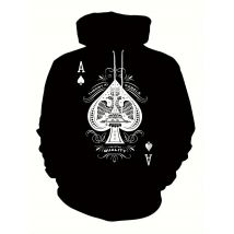 Herren Frühling und Herbst Mode Trendy Hoodie 3D Poker Gedruckt Hoodie Retro High Street Hip Hop Casual Bequeme Sweatshirt