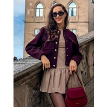 2024 weibliche Mode Wein Rot Mäntel Oansatz Langarm Taschen Einreiher Abgeschnitten Jacken Frau Herbst Mode Trendy