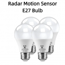 1–4 Stück energiesparende E27-Radar-Bewegungsmelder-Glühbirnen, AC85 V–265 V, 6000 K, kaltweiß, nur Licht bei Nacht/dunkel, für Wegentreppen