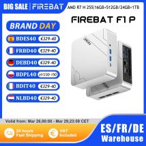 Mini PC Firebat F1 P, AMD Ryzen 7 H 255, 16GB LP, 24GB DDR5, 512GB SSD, Win11 Pro, Wi-Fi 6, BT5.2, USB4.0, Mini Computadora de Escritorio para Juegos