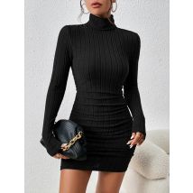 ALTGOTH 2024 Y2k Mini abito nero sexy da donna Alt Urtleneck maniche lunghe tubino abito elegante casual solido abiti da festa femminile