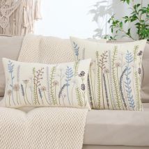 1PC Sofa Stickerei Dekokissenbezüge Blumen Frühling Sommer Wohnzimmer Dekoration Sofa
