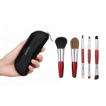 5-teiliges Mini-Make-up-Pinsel-Set, Lidschatten, Foundation, Puder, Wimpern, Lippen, Concealer, Rouge, Naturborsten-Set, für Reisen, tragbar, Sofa