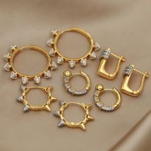 New Sight Design Crystal Geometric Stud Earrings for Women Fashion Brand Jewelry Luxury Zirconia Beads Delicate Earrings
