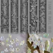 Nagelform Original 3D-Druck geschnitzte Frühlingsblume transparente Silikon-Vorlage Nail Art DIY Maniküre Handwerk Dekoration Werkzeug