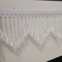 8cm Wide Iris Clear Chevron Beaded Fringe, Fashion Dress Costume Boutique Handbag Bead Fringe, Lampshade Fringe