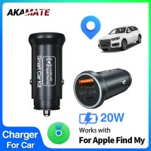 2in1 Car Charger GPS Locator Tracker USB Type C QC3.0 for iPhone Official Find My App 20W Phone Fast Charger