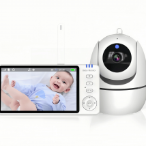Baby monitor HD da 5 pollici con fotocamera, audio bidirezionale, visione notturna, allarme di temperatura