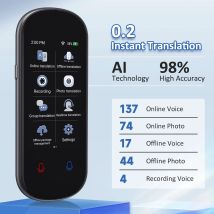 Portable Instant AI Voice Translator Z2 Real Time Translation Device with Photo Recording Group Chat for Travel Learning Meeting