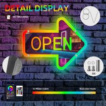 Mirrored Open Neon Sign Come In We Are Open Light Sign RGB LED Lights for Business Decor Window Door Bar Shop Coffee Salon Store