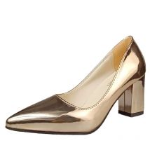 Aphixta 2025 Autumn Champagne 7cm Chunky Heels Pumps Women Shoes Pointed Toe Fashion Pumps Super Big Size 50