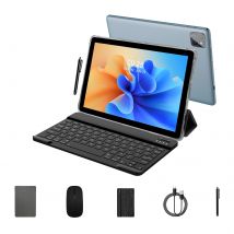 PRITOM Tablet Android 14 de 10,1 pulgadas, 8 GB(4+4 ampliar) RAM + 128 GB ROM, Octa Core, 5G WiFi, con teclado, ratón, estuche