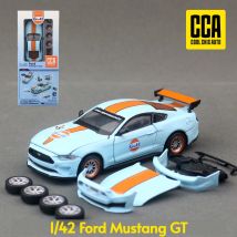 1/42 Ford Mustang GT Racing Toy Car CCA Assembly Model Kit Diecast Alloy Miniature Free Wheels Collection Gift For Boys Children