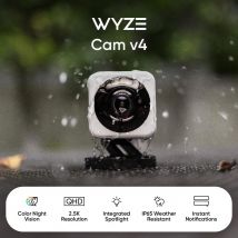 Wyze Cam v4, 2K HD wi-fi Smart Home Security Camera, Indoor/Outdoor , Pet/Baby Monitor, Motion Activated Spotlight/sirena