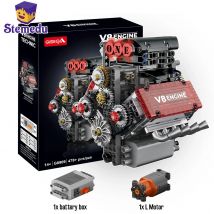 NUOVO G8909 478 pz V8 Motore Tecnico Building Blocks Con L Motore Modello di Auto Mattoni di Montaggio Educativi FAI DA TE Giocattoli AA Contenitore di Batteria