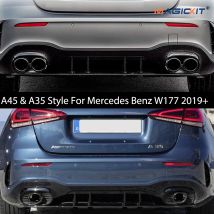 Dyfuzor tylnego zderzaka w stylu A45 A35 z końcówkami wydechu do Mercedes Benz W177 A160 A180 A200 A220 A250 Hatchback 2019+