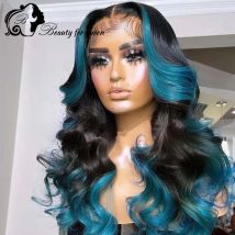 Dark Green Long Hair Wig 13x4 Front Lace Wig Body Waye Lace Front Wig 180% Density  Human Hair Wigs 100% Human Hair Quality Wig