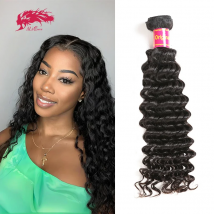 Ali Queen Hair 10A Grade Deep Wave Echthaar-Bündel, 1 Stück Haarwebart, 100 % unverarbeitetes reines Echthaar, Bündel, natürliche Farbe