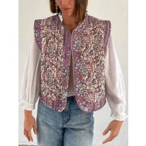 Gilet da donna trapuntato con stampa floreale senza maniche aperto sul davanti allentato streetwear femminile retrò stile nazionale top da donna capispalla per ragazze