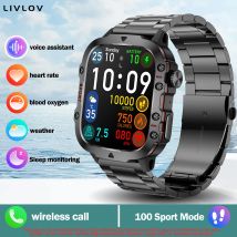 AI Voice Assistant Smart Watch, tracker di attività con schermo HD da 1.96 ''con 100 + chiamate sportive/Bluetooth/avvisi SMS/torcia elettrica
