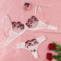 Sexy Spitze Dessous Push-Up Dessous Semi-Transparent Bh Und Panty Sets Frauen Sammeln Brust Unterwäsche Blume Stickerei Bralette set