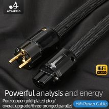 ATAUDIO HiFi EU Power Audio Kabel Hochwertiges 6N OFC doppelt geschirmt mit vergoldetem Stecker AC-Stromkabel für Lautsprecherverstärker