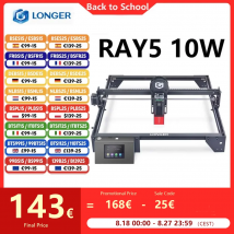 RAY5-grabador láser de 10W, 0,06x0,06mm, punto láser, pantalla táctil, tallado fuera de línea, Chipset de 32 bits, área de trabajo de 400x400mm