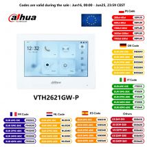 Dahua Monitor táctil VTH2621GW-P 802.3af PoE, 7 pulgadas, timbre, intercomunicador de vídeo, tarjeta SD integrada de 32GB, VTH2621G-P
