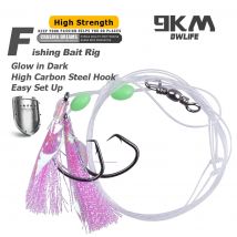 9KM Fishing Bait Rig with Sharp Circle Hooks Barrel Swivel Glow Beads Bottom Fishing Rigs for Freshwater Flounder Sea Fishing