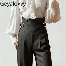 2026 Spring Autumn Lolita Black Versatile High Waist Long Pants Vintage Trousers Court British Style Straight Pants for Women