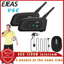EJEAS V6C RPO Professionelle Fußball-Schiedsrichter Helm Fahrrad-Gegensprechanlage Vollduplex-Headset Wireless 1200M BT Judge Ear Interphone