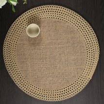 1/4 Stück Neues Design Hohlkante Jute Natürliche Farbe Runde Jute Tischsets Wärmedämmung