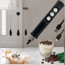 Montalatte elettrico ricaricabile senza fili-3 velocità, creatore di schiuma portatile per Latte, Cappuccino, cioccolata calda-ricarica USB