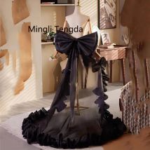 Mingli Tegnda Brautschleife, handgefertigt, große Schleppe, Hochzeitsschleife, abnehmbare Brdie-Accessoires, Runway Performance, schwarzes Lotusblatt
