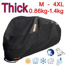 300D dicke Motorradabdeckungen, schwarzes Design, wasserdichte Motoren, Staub, Regen, Schnee, UV-Schutz, für drinnen und draußen, M, L, XL, XXL, 3XL, 4XL