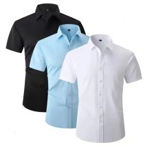 Große Größe 5XL Sommerhemden für Männer Kurzarm Kausal Weiß Button-Down Soziales professionelles Arbeit Weiches faltenfreies Business-Top