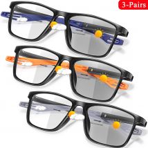 3 paia di occhiali da lettura fotocromatici classici quadrati per visione lontana occhiali da presbite anti luce blu che bloccano occhiali ultraleggeri