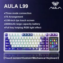 AULA L99-Teclado mecánico con pantalla inteligente, inalámbrico por Bluetooth, triple modo, para videojuegos nocturnos, portátil, 8000mAh, interruptor de gota de lluvia