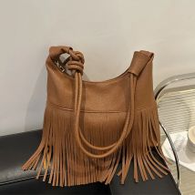 Vintage-Schultertasche mit Quasten für Damen, täglich gebraucht, weiches PU-Leder, vielseitige Umhängetaschen, lässige Damenhandtasche