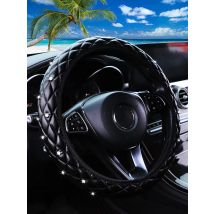 PU artificial sheepskin, soft and embroidered with artificial diamonds. Blingbling car without inner ring steering wheel cover.