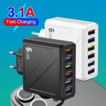 3.1A 6-portowa ładowarka USB Szybkie ładowanie Ładowarka ścienna Szybkie ładowanie dla iPhone Samsung Xiaomi Huawei Adapter do telefonu komórkowego