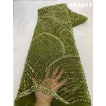 Oliver Green Perlen-Spitzenstoff, Pailletten-Stoff, Netzstoff, luxuriöse Abendkleider, 2025, Afrika-Stickerei, Pailletten zum Nähen, KB3672