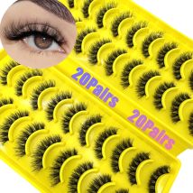 Neue 20 Paar natürliche lange 3D-Nerzwimpern, künstliche Nerzwimpern, dünne, dicke, natürliche Vollstreifenwimpern, neues Make-up, flauschige Nerzwimpern