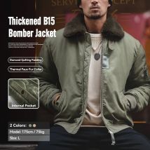 Maden Vintage B15 Bomberjacke für Herren, Kunstkaninchenfell, Revers, Signatur-Armtasche, Winter, verdickter, warmer, winddichter Mantel, Parkas