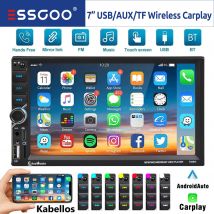 ESSGOO Unità principale autoradio 7 pollici Wireless Apple CarPlay Android Auto Doppio DIN Radio AUX FM Bluetooth USB TF Mirror Link