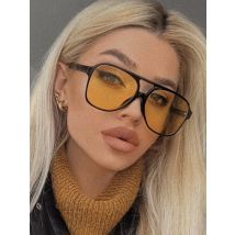 Vintage Oversized Sunglasses Women Retro Brand Big Frame Sun Glasses Female Black Yellow Ins Style