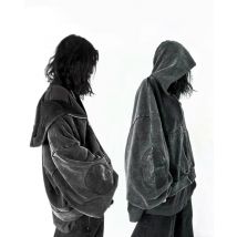 Amerykańskie bluzy męskie w stylu retro, postarzane, z szerokim kołnierzem, Y2K goth Harajuku, odzież z charakterem, moda dla par, bluza