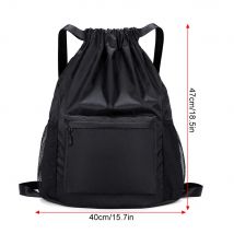 1PCS Waterproof Drawstring Bag, Lightweight String Backpack with Water Bottle Holder and Pockets, Gym Sports Cinch Sackpack