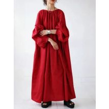 Koreanische Casual Lose Einfarbig Kleid Taschen Weibliche 2025, Neu im Frühling Sommer Mode Laterne Hülse frauen Shirts Kleider