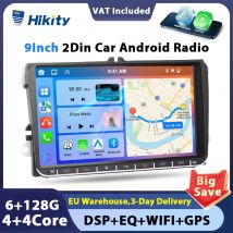 Hikity 4 + 64G Android 2Din Radio de coche estéreo 9 pulgadas navegación GPS para VW Passat Golf MK5 MK6 Jetta T5 EOS POLO Touran Seat Skoda